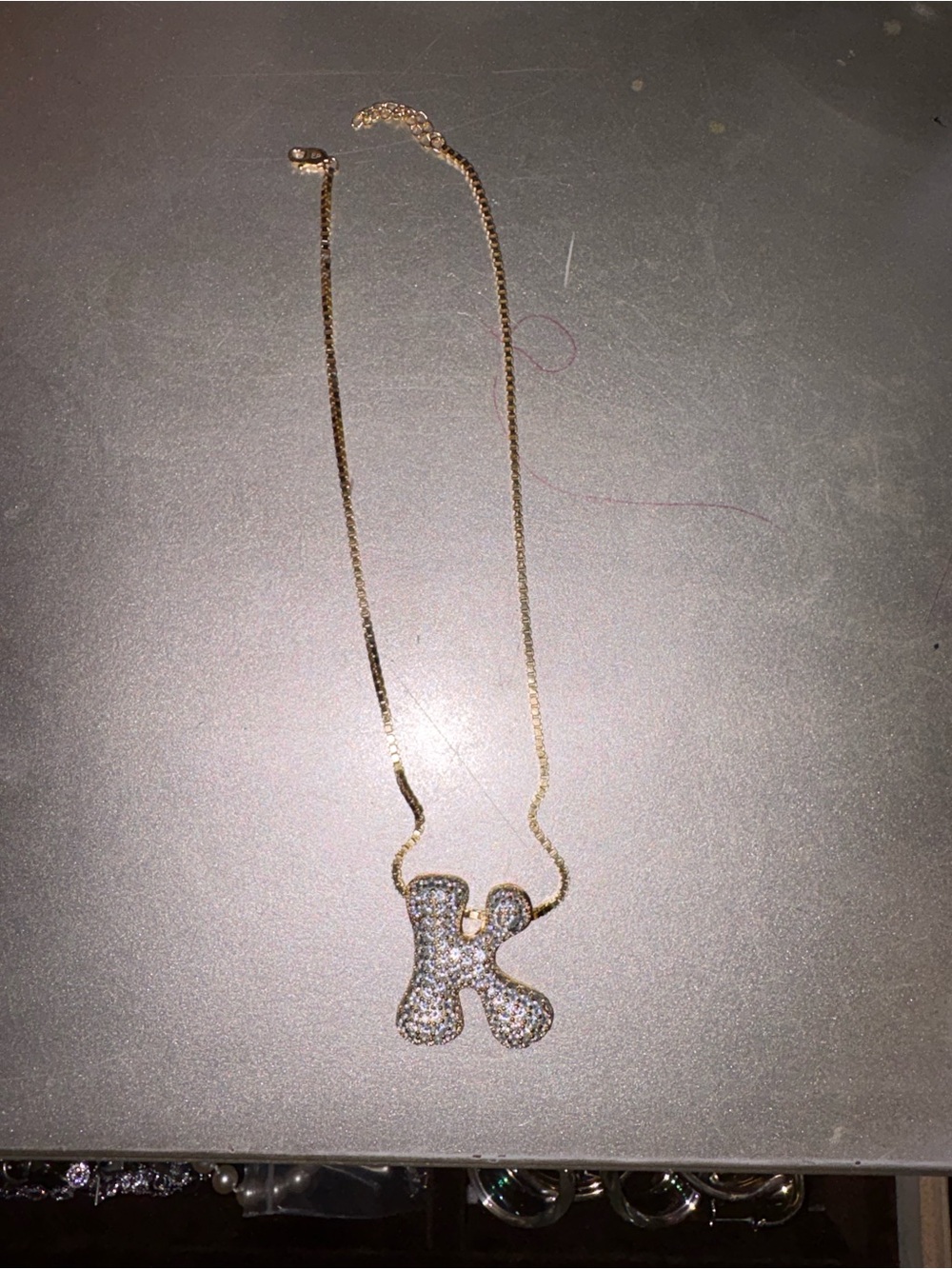 EP JEWELS - Gold Initial K Pendant Necklace with Crystals